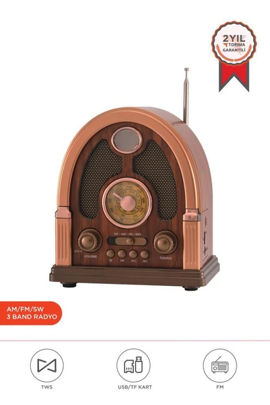 Torima D-58 Kahverengi Nostalji Radyo Kablosuz Bluetooth Hoparlör ürün görseli