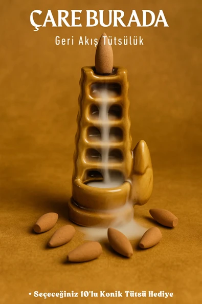 Sarı Basamaklı Geri Akış Tütsülük (Seçeceğiniz 10'lu Konik Tütsü Hediye) ürün görseli