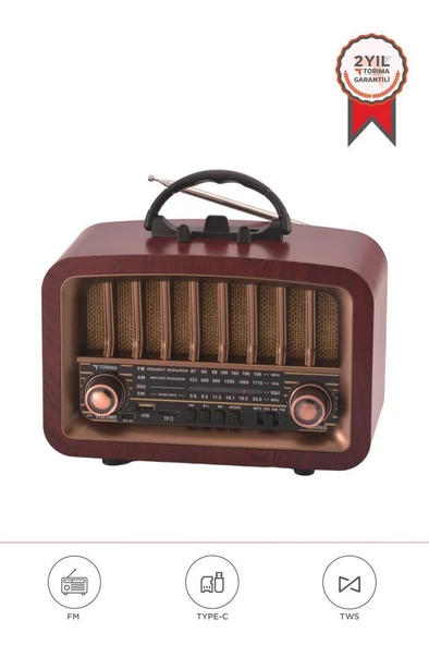 Torima D-57 Kahverengi Nostalji Radyo Kablosuz Bluetooth Hoparlör ürün görseli