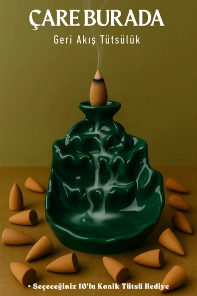 Kaya Şelale Geri Akış Tütsülük (Seçeceğiniz 10'lu Konik Tütsü Hediye) ürün görseli