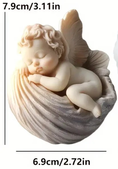 Uyuyan melek  görünümlü  Kokulu Doğal beyaz renk Dekoratif  mum - Resim 4