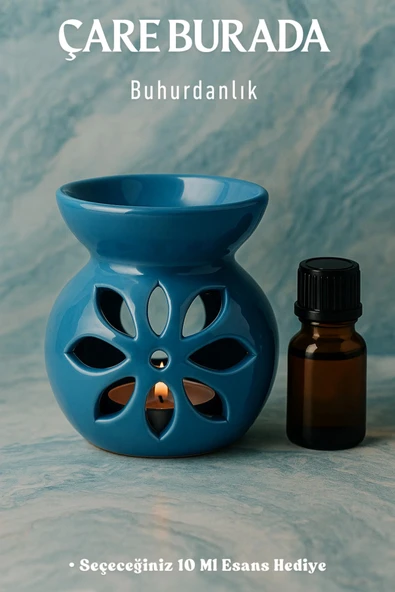 Mavi Renk Buhurdanlık (Seçeneğiniz 10 Ml Esans Hediye) ürün görseli