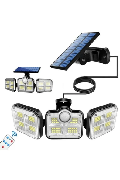 Kumandalı Solar Güneş Enerjili 122 Ledli Hareket Sensörlü Bahçe Aydınlatma Sokak Lambası - 1