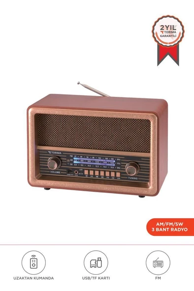 Torima D56 Ahşap Nostaljik Uzaktan Kumandalı Bluetooth Hoparlör – Radyo, USB/TF, TWS, Şarjlı ürün görseli