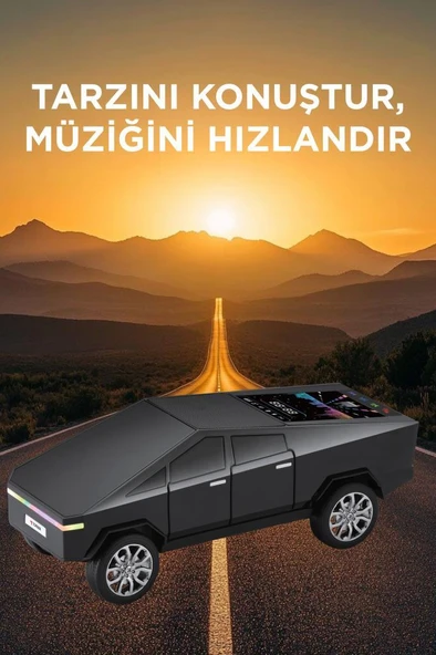Torima D68 Siyah CyberTruck Araba Tasarımlı Bluetooth Hoparlör 15W Güçlü Ses RGB LED /TWS/USB - 2