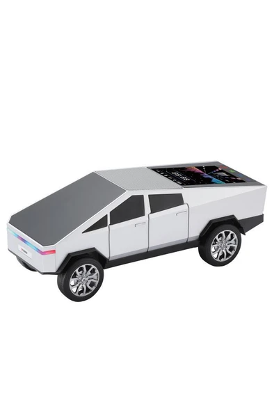 Torima D68 Beyaz CyberTruck Araba Tasarımlı Bluetooth Hoparlör 15W Güçlü Ses RGB LED /TWS/USB - Resim 4