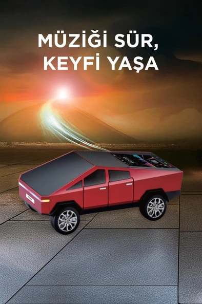 Torima D68 Kırmızı CyberTruck Araba Tasarımlı Bluetooth Hoparlör 15W Güçlü Ses RGB LED /TWS/USB - Resim 2