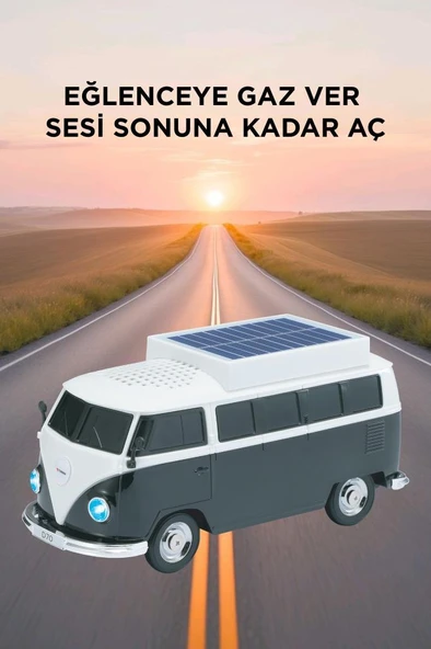 Torima D70 Siyah Vosvos Tasarımlı Solar Şarjlı Bluetooth Hoparlör 5W Güçlü Ses - Resim 3