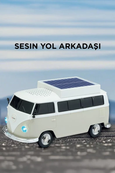 Torima D70 Bej Vosvos Tasarımlı Solar Şarjlı Bluetooth Hoparlör 5W Güçlü Ses - Resim 2