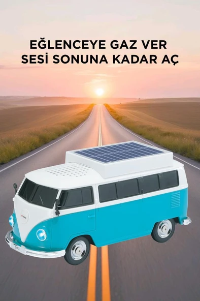 Torima D70 Yeşil Vosvos Tasarımlı Solar Şarjlı Bluetooth Hoparlör 5W Güçlü Ses - Resim 3