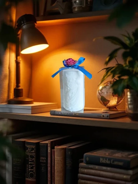 Kar taneleri arasında Taçlı prenses gül ve yıldız görünümlü Kokulu Doğal beyaz renk Dekoratif  mum