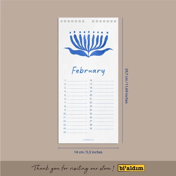 Tarihsiz Doğum Günü Takvimi, Denizkıızı, Okyanus Sanatı Takvim, 12 Aylık Sürekli Takvim, 14 x 29,7 cm, Planlayıcı Takvim - Resim 5
