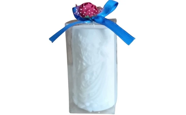 Kar taneleri arasında Taçlı prenses gül ve yıldız görünümlü Kokulu Doğal beyaz renk Dekoratif  mum - 2