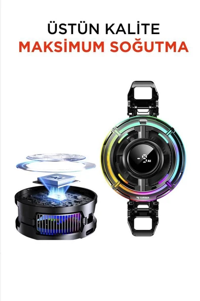 Torima ACC-40 Kablolu Cep Telefonu Soğutma Fanı Gamer Oyuncu Radyatör Soğutucu Siyah - 4