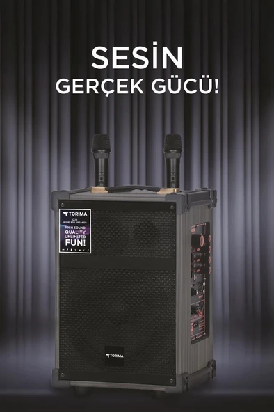 Torima D71 Profesyonel Çift  Mikrofonlu BT Kablosuz Hoparlör Bass Ses Kutusu Speaker - Resim 4
