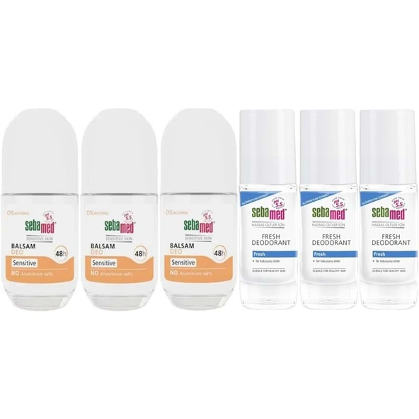 Sebamed Deodorant Roll-On 50ML Balsam Hassas/Sensitive + Roll-On 50ML Fresh (Karma 6 Lı Set)