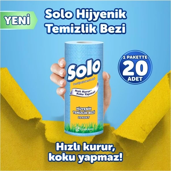 Solo Hijyenik Temizlik Bezi (İç adet 20 Li) (Kokusuz ve Hızla Kuruyan) (9 Lu Set) - 4