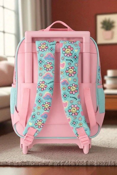Muggle 2 Bölmeli Live Happy Çekçekli Okul Sırt Çantası Pembe - 4