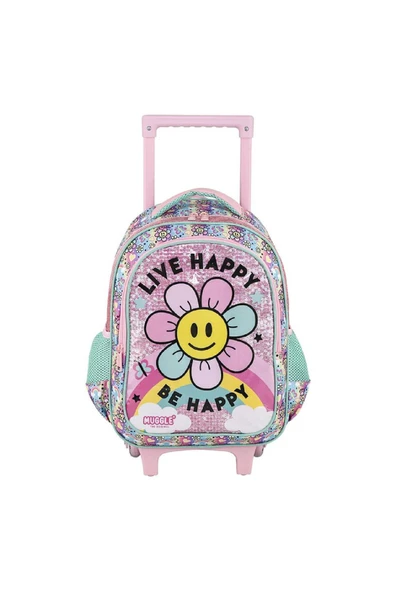 Muggle 2 Bölmeli Live Happy Çekçekli Okul Sırt Çantası Pembe - 5