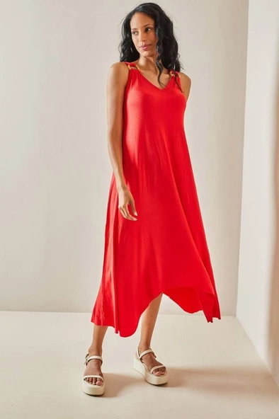 Kadın Omuz Askılı Toka Detay Maxi Boy Elbise ürün görseli