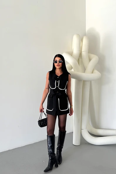 BÜYÜK CEP BİYE DETAYLIYELEK - Siyah - Resim 2