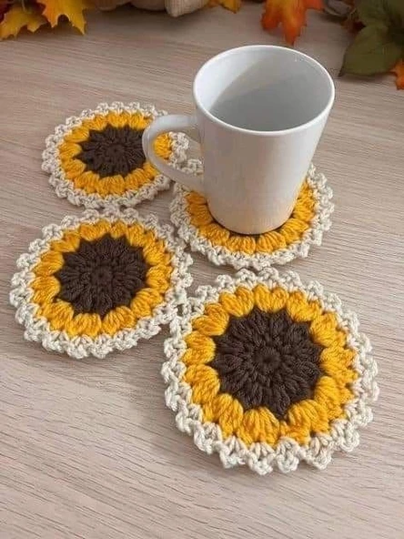 Ayçiceği Bardak Altlığı 2 Adet ürün görseli