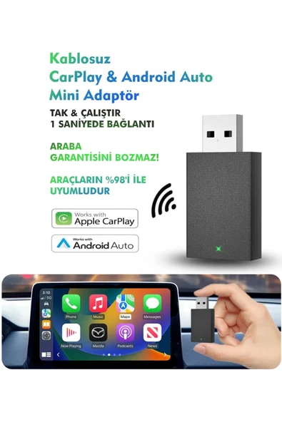 Kablosuz Android Auto/Car Play USB Dongle Cihazı - 1