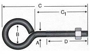 Kapalı Metrik Kanca M5 / 21x80 - 100 Adet - Resim 2