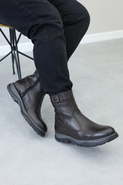 Hakiki Deri Kürklü  Erkek Klasik Bot 249KMAH5075 - Resim 7