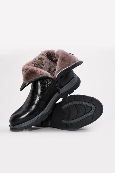 Hakiki Deri Kürklü  Erkek Klasik Bot 249KMAH5075 - Resim 4