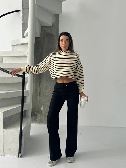 Fit comfort siyah salaş pantolon A6011 - 5