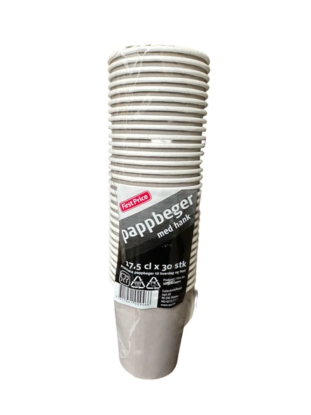 Pappbeger Kulplu Saplı 175 Ml. 6 Oz Kraft Karton Bardak - Gri - 30 Adetlik 10 Paket - 2