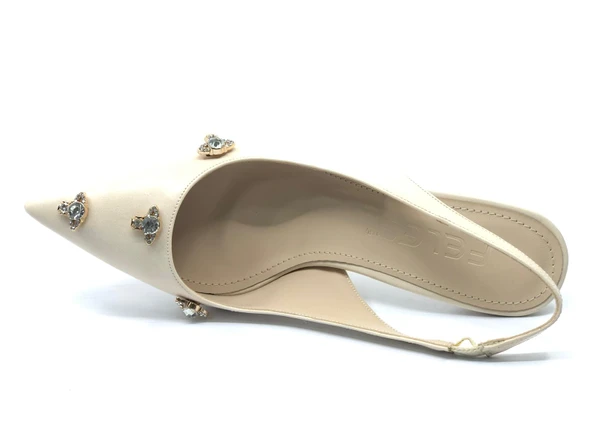Feles Arkası Açık Taş Detaylı Stiletto Kadın Ayakkabı - Resim 5