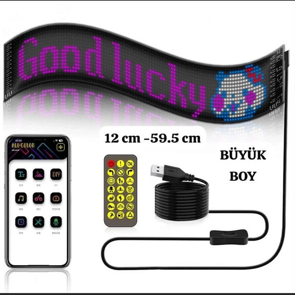 Led Ekran Matrix Panel Cama Yapışan En Büyük Boy 16x96 Led Sayısı Araba Yazısı 12cm-59.5cm - 1