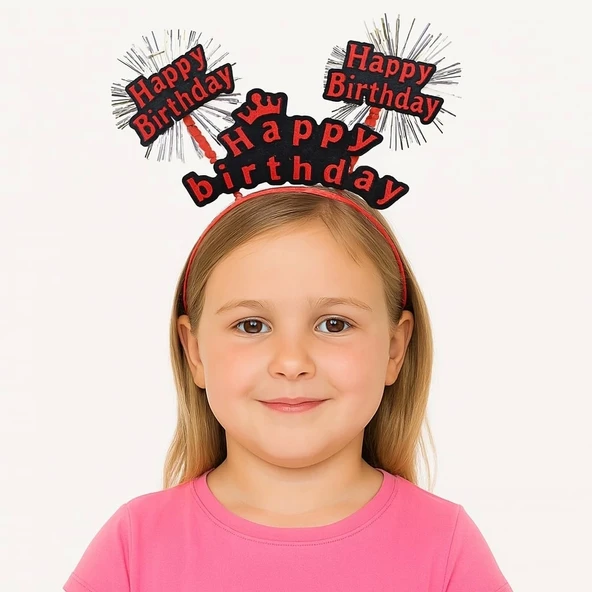 Doğum Günü Kutlaması İçin Kırmızı Taç – Işıltılı Yazılı Parti Tacı ürün görseli