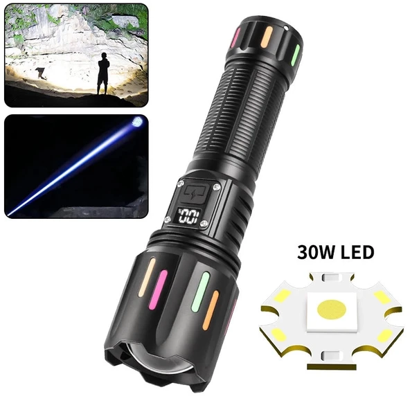 Ps-9954 30w Zoomlu Led Powerbank Özellikli Şarjlı Profesyonel El Feneri - 1