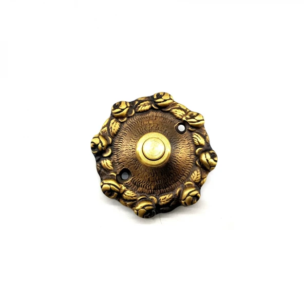 Antika Tarz Dekoratif Pirinç Güllü Kapı Zili - 75mm, Antik ürün görseli
