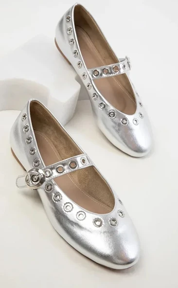 Feles Zımba Detaylı Kadın Babet Ayakkabı - Resim 5