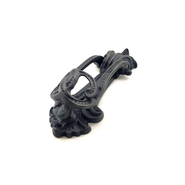 Antika Tarz Dekoratif Pirinç Doğa Kapı Tokmağı, Taktak - 205x73 Mm, Oksit - 1