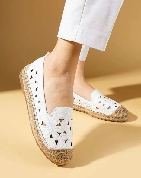 Feles Çiçek Desenli Espadril Kadın Babet Ayakkabı - 1