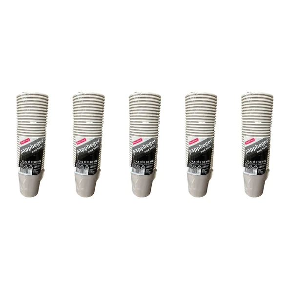 Pappbeger Kulplu Saplı 175 Ml. 6 Oz Kraft Karton Bardak - Gri - 30 Adetlik 5 Paket - 1