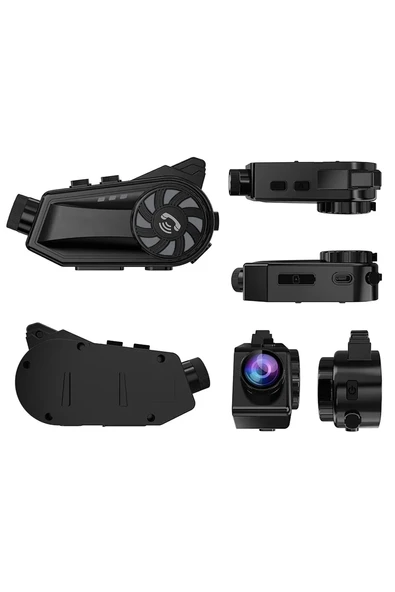 Bt68 Motosiklet Kask Bluetooth Kulaklık 1080p Kamera Ses Kontrolü Video Kayıt Özellikli İntercom - 4
