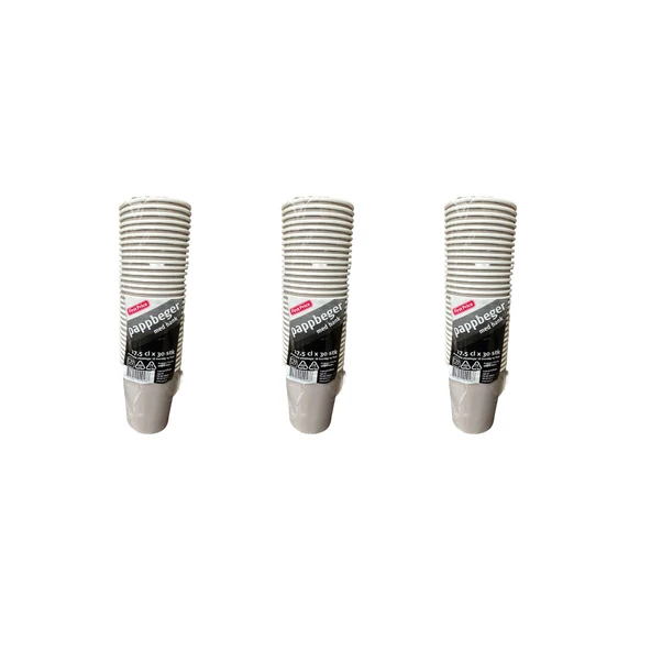 Pappbeger Kulplu Saplı 175 Ml. 6 Oz Kraft Karton Bardak - Gri - 30 Adetlik 3 Paket - 1