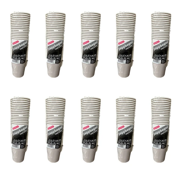 Pappbeger Kulplu Saplı 175 Ml. 6 Oz Kraft Karton Bardak - Gri - 30 Adetlik 10 Paket - 1