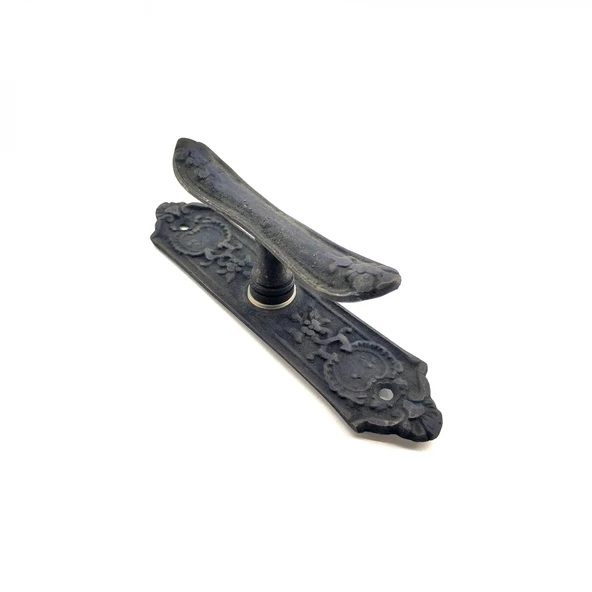 Antika Tarz Dekoratif Pirinç Çiçekli Pencere Kolu - 165x38 Mm, Oksit - 1
