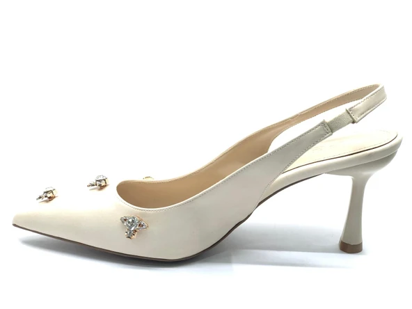 Feles Arkası Açık Taş Detaylı Stiletto Kadın Ayakkabı - Resim 4
