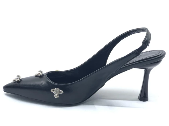 Feles Arkası Açık Taş Detaylı Stiletto Kadın Ayakkabı - Resim 8