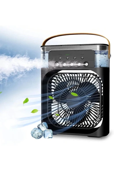 Taşınabilir Işıklı 5 Spreyli Vantilatör Buzlu Buharlı Vantilatör Mini Fan Nemlendirici ürün görseli