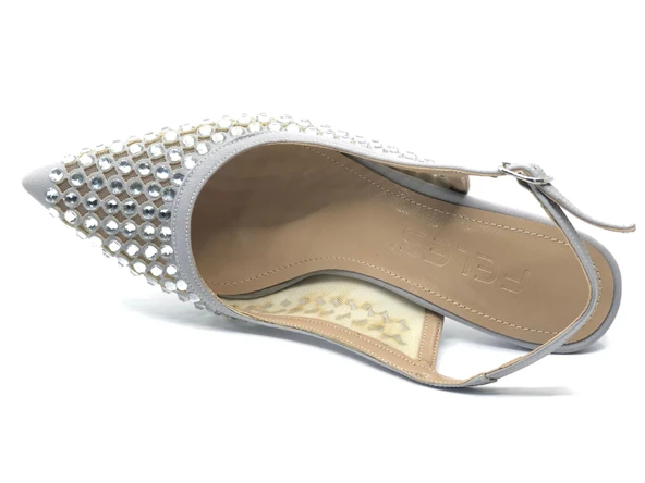 Feles Arkası Açık Zümrüt Taş Detaylı Stiletto Kadın Ayakkabı - Resim 5