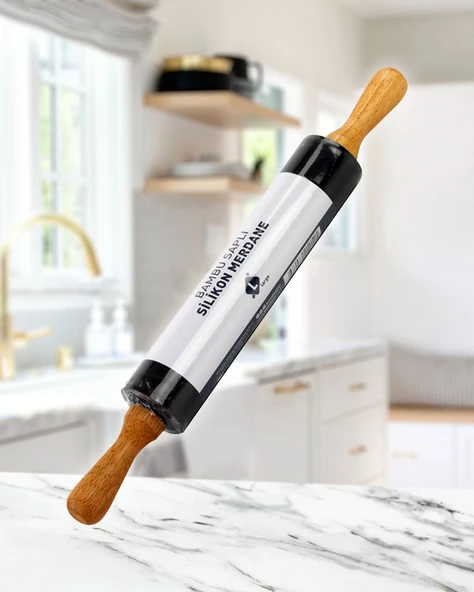 Bambu Saplı Silikon Merdane, Hamur Açmasını Sevenlere Özel Merdane, Large - 2